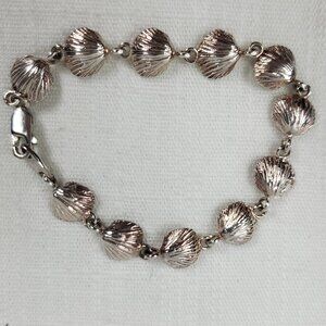 Gorgeous Vintage Tiny Shell Link Bracelet Shell Design Silver 925